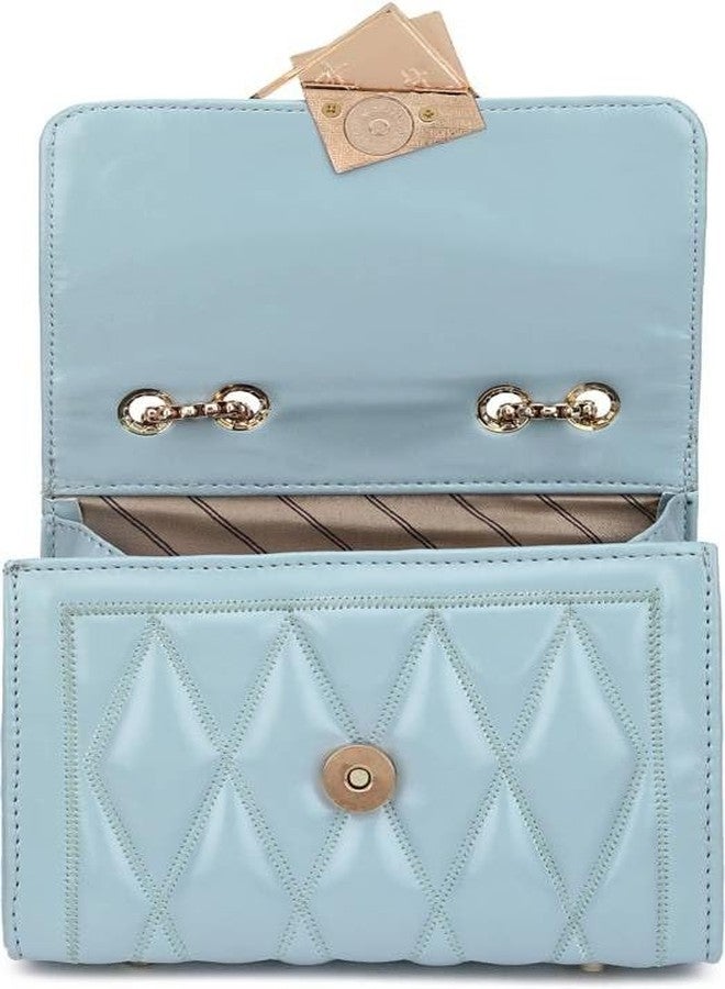 KRIFTY Cross Body Sling Bag for Women with Gold Chain (Bluee) - Image 5